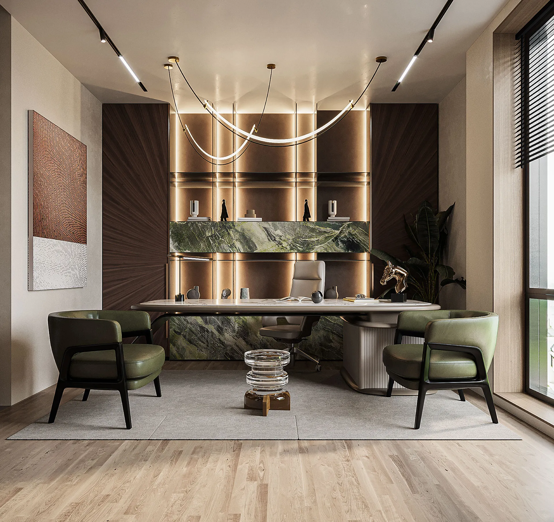 Refined living space with natural light and textured surfaces by Camr Studio